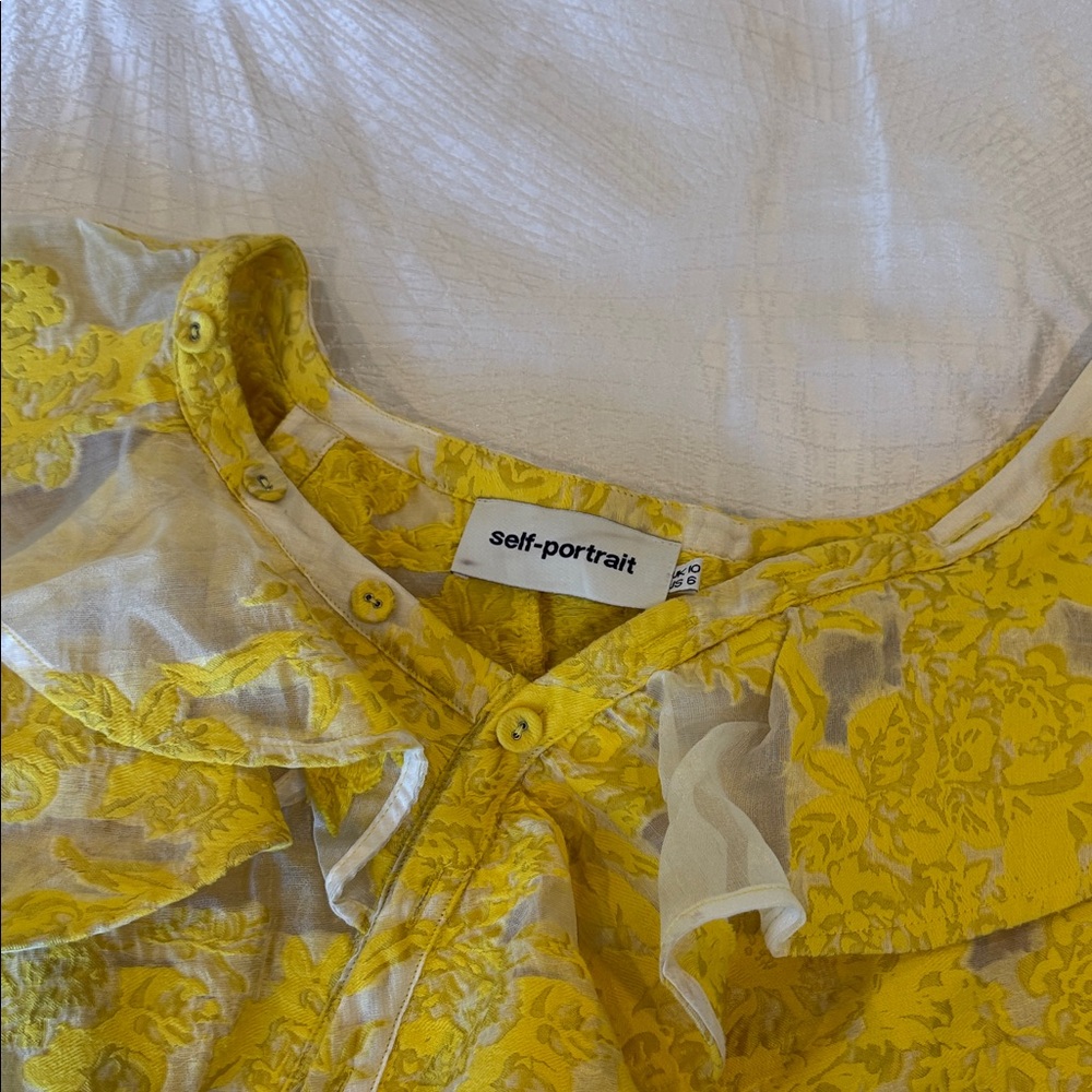 Self-Portrait Yellow Jacquard Floral Top - Picture 10 of 13